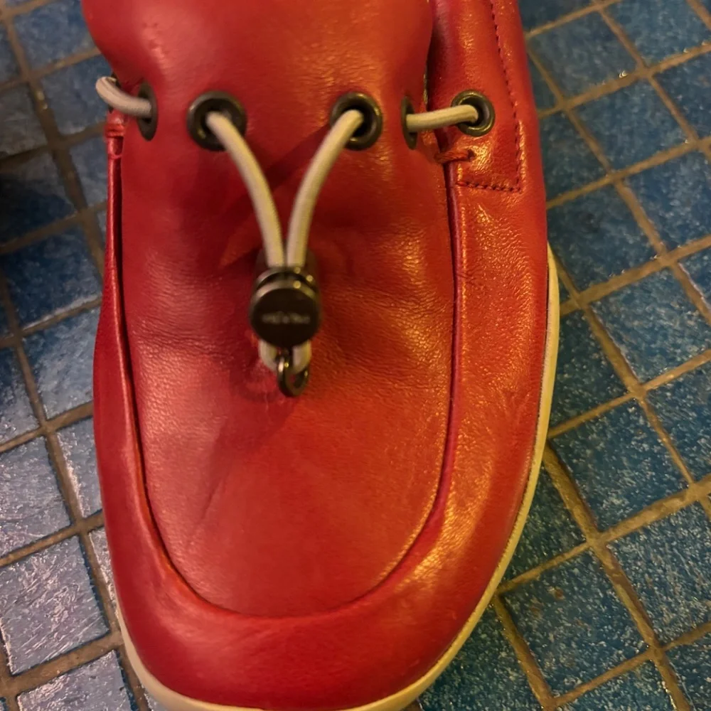 Prada new toddler red leather loafers
